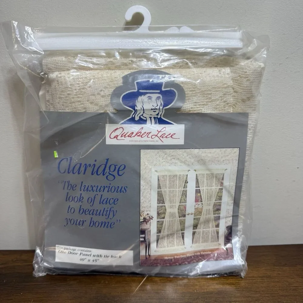 VTG Quaker Lace Claridge Door Panel Curtain 40x45 Ivory NOS Cottagecore Cabin